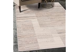 Mazovia Alfombra Moderno - Diseño Moderno de Salón Grande - Pelo Corto - Alfombras de Habitación de Matrimonio, Dormitorio y Comedor - Motivo Abstracto Vintage - Beige 160x220 cm