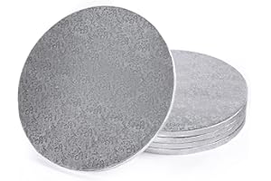Miss Bakery's House® Cake Drum - 12 mm - Ø 30 cm - argenté - 5 pièces - Plateau de gâteau épais - Stable - recouvert d'un Film - Transporter sûr des gâteaux - Couches de Pile