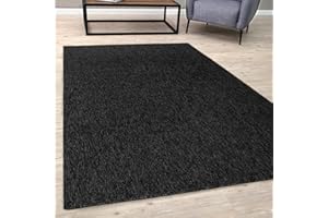 BORING PANDA Area Rugs – Low Pile, Contemporary Rugs for Living Rooms, Bedrooms, Dining Rooms, and Entryways - Modern Design, No Shedding Construction - Dark Grey, 140x200 cm