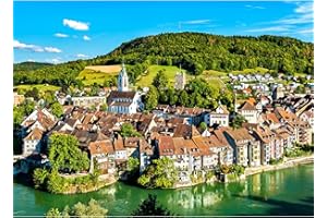 HUADADA Puzzle 1000 elementów dla dorosłych i dzieci – Impossible Puzzle, sprytne zagadki, kolorowy prezent z motywem Laufenburga