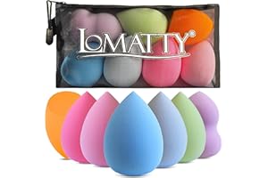 LOMATTY ITALY Set Spugnette Trucco Make Up, Beauty Blender, No Latex, Spugnette Fondotinta Professionali, Spugnette trucco Per Creme, Liquidi E Polveri, Pochette Donna 7+1Pz