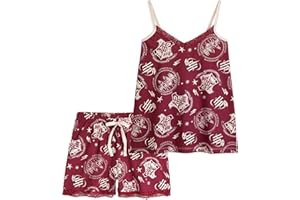 Harry Potter Schlafanzug Mädchen Kurz Pyjama Kinder Kurz Trendige Nachtwäsche Schlafanzug Kinder und Teenager 7-14 Jahre