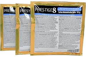 ‎AROMHUSET Prestige 8 Turbo-Hefe 18 Prozent, 3er-Pack - Allzweckhefe für die Heimbrauerei, eignet sich für die Gärung von Wodka, Wein, Weinbrand und Fruchtschnäpsen | 3x 115 g