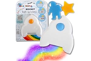 The Bean People Space Rocket-Themed Bath Bombs for Kids - Rainbow Coloured Kids Bath Bombs with Toys Inside, Sponge Bath Toys, 5 to Collect, Fantastic Scent