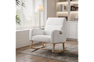 AONYAYBM Sedia a dondolo, sedia a dondolo scandinava, allattamento al seno, sedia scandinava, per il tempo libero e il riposo in tessuto con gambe in legno metallo per soggiorno, camera da letto