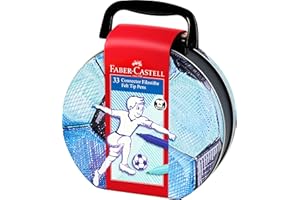 FABER-CASTELL 155538 - flamastry Connector walizka piłkarska, 33 sztuki, metalowe etui w formacie walizki