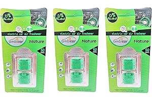 AMBICAR - Recambios para ambientador eléctrico COCHE o CASA. Pack Nº2 (3 recambios NATURE) Esencias Naturales SIN Alcohol ni Químicos. Aromas para difusor - Fragancia FRESCA y pura