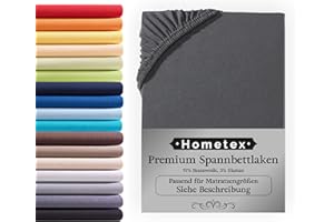 ‎HOMETEX PREMIUM TEXTILES Premium Boxspringbett Spannbettlaken 180-200 x 200-220 cm, Spannbetttuch Bettlaken für Boxspringbett und Wasserbett, Oeko-TEX Made IN Green, Matratzen bis 35cm, Anthrazit
