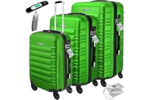 KESSER® 3tlg. Hartschalenkofferset Hard Shell Basic Hartschalenkoffer Trolley Koffer Reisekoffer Reisekofferset Gepäck Rollkoffer Schloss 4 Rollen ABS-Hartschale Teleskopgriff M-L-XL