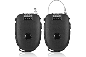 Fentar 2Stk Kabelschloss Zahlenschloss 4 Stellig, 130cm Einziehbare Seilschloss Klein, Wasserdichtes Fahrradschloss Helmschloss, Skischloss, Scooter Schloss, Zahlenschloss für Helm Motorrad Koffer