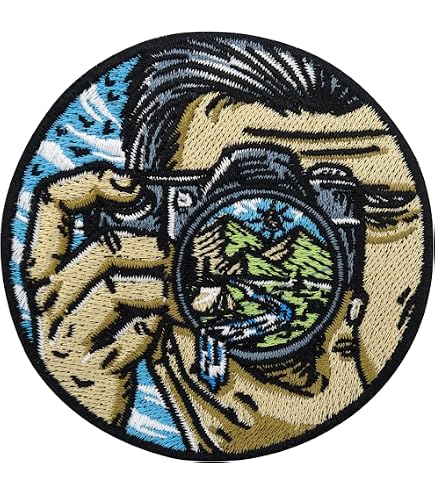 Lustiger Klett-Patch „Kamera“ – Bestickt, 9 X 5,5 Cm, Mit Haken- Und Schlaufenverschluss, Für Rucksäcke, Jacken & DIY-Kleidung