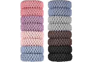WILLBOND 16 Stück Dicke Haargummi Damen Haargummi Breit Baumwolle für Dicke Haare Nahtlose Haarbänder Kein Falten, Kein Brechen, Rutschfest, Dehnbar, Gemischte Pferdeschwanz Halter für Frauen Mädchen