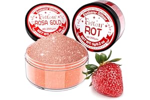 ‎FIDTON Essbarer Glitzer für Getränke - Fidton 2 Farben Lebensmittelfarbe Pulver Set, Glitzer Essbar für Torten, Fondant, Donut, Edible Glitter für Getränke, Cocktail, Essbares Glitzer Rosa Gold und Rot - 5 g