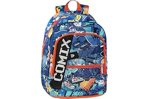 COMIX Ultra Bright - Zaino Scuola Pannello Scrittura Led Personalizzabile, 3 Ampi Scomparti, Tasca Frontale, Schienale e Fondo Termoformati, Spallacci Imbottiti e Regolabili, 32x43Hx23 cm, 31 L