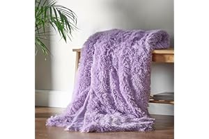Catherine Lansfield Przytulny koc ze sztucznego futra z głębokim włosiem, 150 x 200 cm, wrzosowy