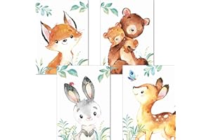 LALELU-Prints Waldtiere Bilder Kinderzimmer Poster Babyzimmer Deko Mädchen Jungen Kinderbilder Set Kinderzimmerbilder (4er Set)