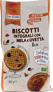 Biscotti integrali con mela biologica e uvetta - Dolcificati con succo di mela - Biscotti di qualità premium - 300 g