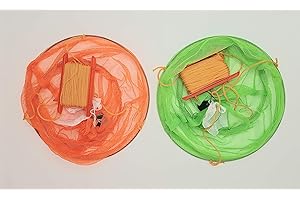 GLOW WHOLESALE Juego de redes de cangrejo GLOW con soporte para bolsa de cebo de 29 cm, trampa de malla con 15 m de cuerda y línea de mano para la familia segura y los niños, diversión en verano, playa, cangrejo, barco, atrapar peces, gambas, langosta