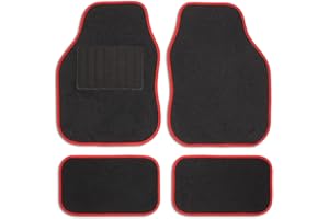 Safe Travel 27652 Universal Car Mats, Left Hand Drive (LHD), Welded Heel, Red Binding
