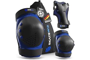 SKATEWIZ Protecciones Patines niña y niño - Protecciones Patines Adulto - Protectores Patines en Línea, Skate, Scooter - Rodilleras y Coderas - Smash