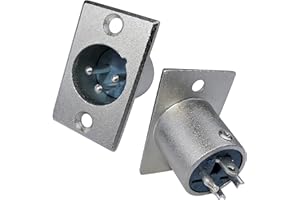 Aerzetix - C53336 - Set di 2 connettori XLR presa microfono 36x26x22mm maschio 3 pin per saldare - colore argento - in metallo