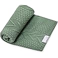 Infancie Organic Knitted Shawl Baby Blanket - Soft & Warm Blanket for Babies - Perfect Travel Blanket for Outdoor Use - Long Lasting and Comfortable Baby Blanket 80 x 110 cm - Olive Green