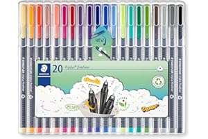 STAEDTLER 334 SB20 Triplus Fineliner Superfine Pen, 0.3mm Line Width - Assorted Colours (Desktop Box of 20)