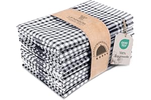 ‎LAYNENBURG LAYNENBURG 10er-Set Premium Geschirrtücher kariert - 100% Baumwolle - 45x65 cm & Aufhänger - Oeko TEX Standard 100 - Küchentücher fusselfrei & modern - Vintage Küchenhandtücher (Anthrazit)