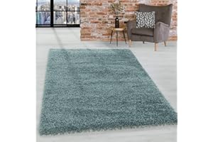 HomebyHome Shaggy Tappeto Salotto Moderno 240 x 340 cm Blu acqua - Tappeto per scendiletto Camera da Letto, Soggiorno y Cucina - Tappeto Morbido y Fluffy, Monocromatico, facile manutenzione