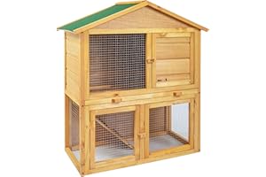 MaxxPet Enclos Lapin - Cage a Lapin - Clapier à Lapin en Bois - Maison pour Petits Animaux - Poulailler - Convient aux Petits rongeurs, également aux Poules - Clapier extérieur en Bois - 85x45x97 cm