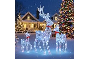 YITAHOME 3-częściowy zestaw LED reniferów, podświetlana dekoracja bożonarodzeniowa z pilotem zdalnego sterowania, 210 diod LED z 89 trybami, zdejmowane poroże i część szyi, oświetlenie