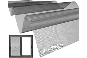 SWTYExt Fliegengitter Fiberglas Meterware 120x300cm Katzensichere Fliegengitter Zuschneidbar Fiberglas Insektenschutz Grau für Draht Wohnzimmer Balkontür Fenster Dachfenster