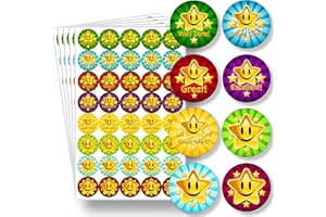 Teacher Reward Stickers for Children - 200 Colourful Well Done, Praise, Good Work, Teacher Stickers Pack | Kids Glossy Achievement Reward Labels for Childrens School Classroom and Home by Innoveem