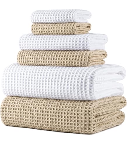 Cozy Earth Set Di 2 Asciugamani Da Bagno A Nido D'Ape, 76x147 Cm, 60% Cotone E 40% Viscosa Di Bambù, Morbidi E Assorbenti, Trama Reversibile, Lusso Quotidiano