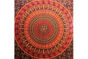 Craftozone Arazzo Regalo Arazzi Hippie elefante Mandala Boho psichedelico Intricato Indiano appeso a parete Copriletto