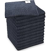 PORTENTUM Microfibre Cloths Set of 12, Dark Grey &ndash; Multi-Purpose Cleaning Cloths 360 g/m2 for Car, Glass, Kitchen and Bathroo