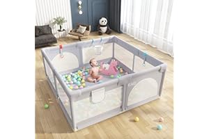 EAQ Baby Laufstall 150x150cm Laufgitter Sicherheitsspielplatz mit superweichem,atmungsaktivem Netz, Kinderzaun für Säuglinge Kleinkinder