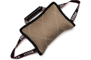 ESRAA Coussin de Mordant pour Chien, Jouet de Traction en Toile, pour Races Moyennes et Grandes, Dressage et Entraînement, Sport Canin, Intérieur/Extérieur, Jute Naturelle