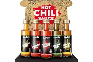 ‎TIMBER TASTE TIMBER TASTE® Chili Sauce Geschenkset [5 x 40ml] | Offroad Hot Sauce Set | Scharfe Soßen Geschenk Set | Weihnachtsgeschenke für Männer & Frauen | Soßen Geschenkset Geburtstag | Chili Saucen Gewürze
