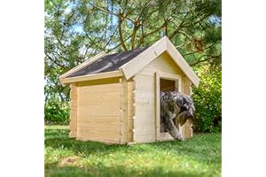 Cuccia per Cani da Esterno in Legno taglia S - 76 x 99 x H80 cm - Casetta Cane Esterne - Casa per Cani di piccola taglia - Tetto Impermeabile - Timbela M401-1