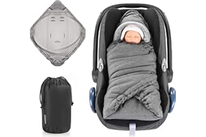 ZAMBOO Baby Wrap Blanket for Car Seat - Soft Thermal Fleece Padded Blanket - Smart Footmuff Alternative With Velcro Fastener and Storage Bag - Grey