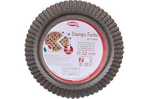 Graziano, Stampo Furbo per Crostata, Realizzato in Acciaio al Carbonio e Dotato di Rivestimento Antiaderente, Ideale per Realizzare Crostate Dolci e Salate, Colore Nero, ø 32 cm