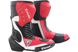 EVIRON Bottes de protection imperméables pour moto Rouge et blanc