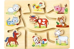 Bino world of toys Zuordnungsspiel "Findest du den passenden Kopf?" Spielzeug für Kinder ab 10 Monate, Kinderspielzeug (Spiel für Kinder, Thema: Bauernhof, Förderung von Motorik & Kreativität), Mehrfarbig