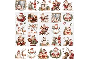 WANDIC 5 Sheets Christmas Rub on Transfer Stickers, Furniture Transfer Stickers Snowman, Moose, for Greeting Cards Present Boxes,Holiday Decorations,Scrapbooking,10 * 30cm