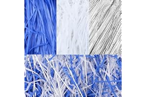 Meng Jiaran Glitter Shredded Tissue Paper for Hampers 230g Shredded Tissue Paper for Gift Boxes Wrapping, Tissue Filling Packaging Filler for Christmas Birthdays, Blue,White,Silver