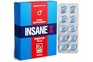 10 INSANE X Premium 100mg Ultra Blue Pills Men Fast-Acting Strength Herbal Supplements Male Enhancing Power Extra Strong Supplement Pill UK Tablets Stronger Prolonged Performance Energy Stamina