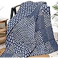 RAJRANG Patchwork Quilted Throw - Soft Cotton Boho Quilt Vintage Indian Reversible Single Bedspread Throws Blanket for Living Room Sofa and Couch Decor - Indigo 127 x 152 cm