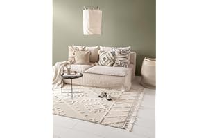 Benuta Dywan OYO Cream Handmade-Look frędzle wysokie runo salon 120x180 cm