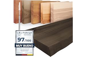 LAMO Manufaktur Estante de Madera con Borde Natural, Estante Flotante, Modelo Invisible, Negro 160cm, LW-01-A-004-160W